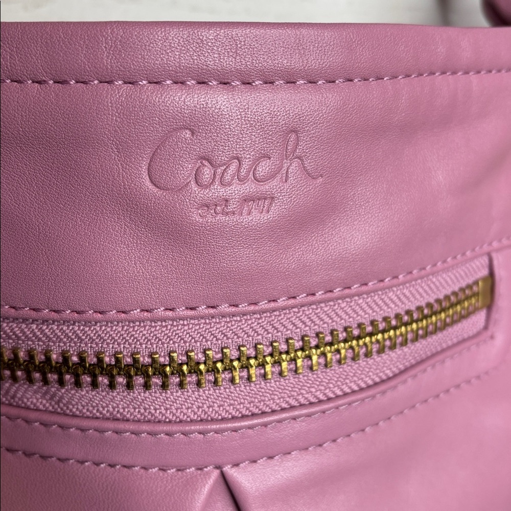 Coach Parker Lavender Leather Shoulder Bag with Gold Accents - Picture 6 of 9